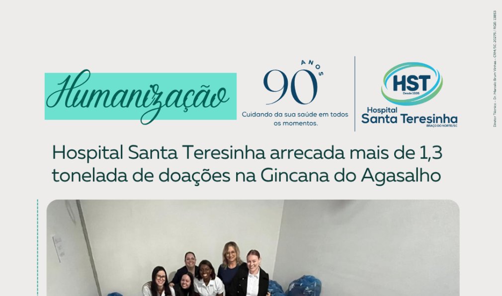 Hospital Santa Teresinha arrecada mais de 1,3 tonelada de doações na Gincana do Agasalho